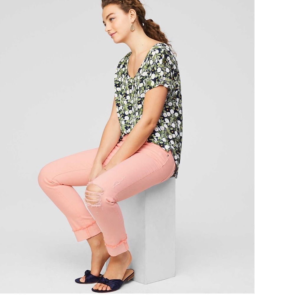 Loft Boyfriend Jeans in Icy Peach